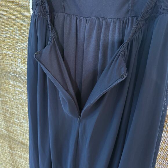 Lulus The Greatest Navy Blue Maxi Dress Open Back Chiffon Lace Size M Weddings - Picture 10 of 13